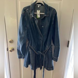 Lane Bryant NWT longline denim jacket with tie. Super cute!